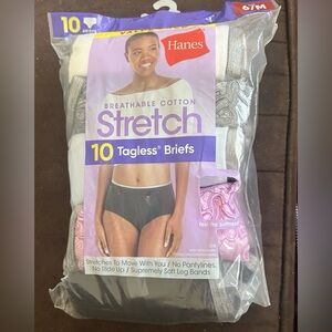 Hanes Women's Size 6/M Breathable Cotton Tagless Stretch Briefs Underwear 10 PK